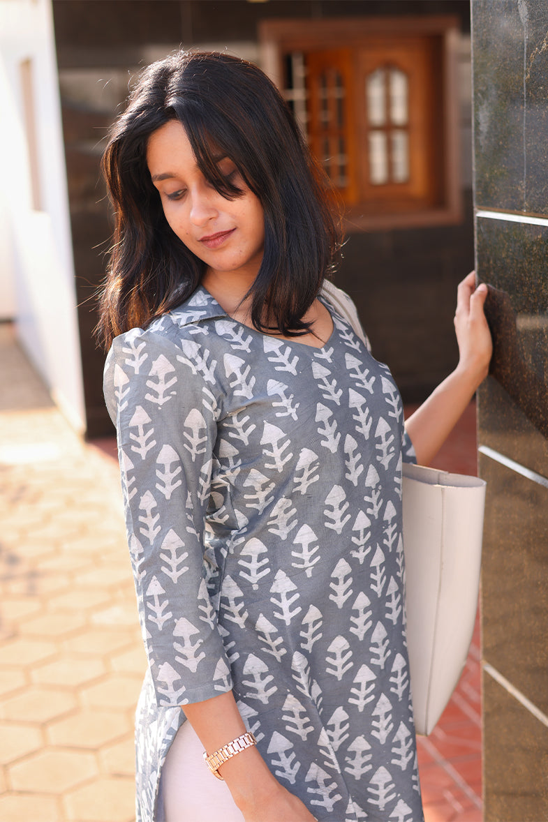 GREY MIST Batik Kurthi (TC72)